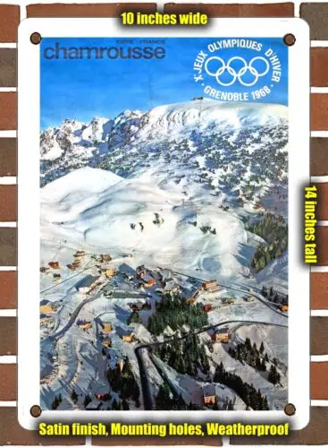 METAL SIGN - 1968 Chamrousse Olympics, Grenoble 1968 - 10x14 Inches