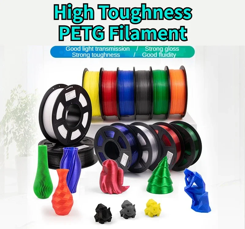 

PETG High Toughness PETG Filament 1.75mm,3D Printer Filament PETG,Dimensional Accuracy,1KG Spool (2.2 LBS) 3D Printing Filament