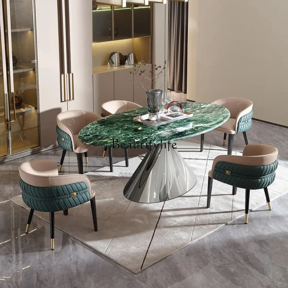 

pg45Natural Prada green marble dining table home modern minimalist style