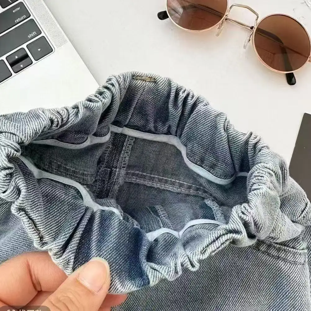 

Spring Autumn Fashionable Girls Jeans Loose Long Pants Children's Chinese Style Casual Trousers for Kids 1-9Y