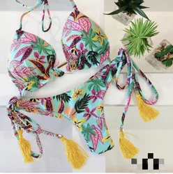 New Printed Split Bikini Swimsuit Bandage Micro Bikini Mini Halter Bathing Suit Brazilian Swimsuit Thong Bikini Push Up Biquini