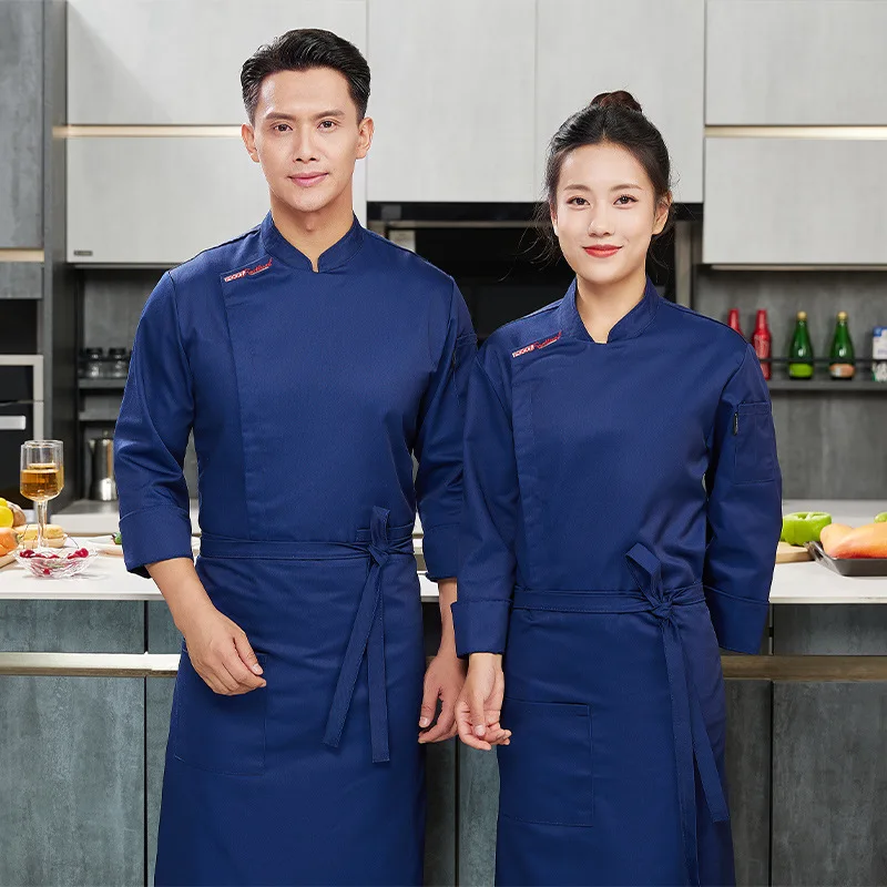 โรงแรม Chef Overalls ผู้ชายและผู้หญิงแขนยาวฤดูใบไม้ร่วงและฤดูหนาวโรงอาหารร้านอาหารร้านอาหารหม้อร้อนห้องครัว Dining Chef U