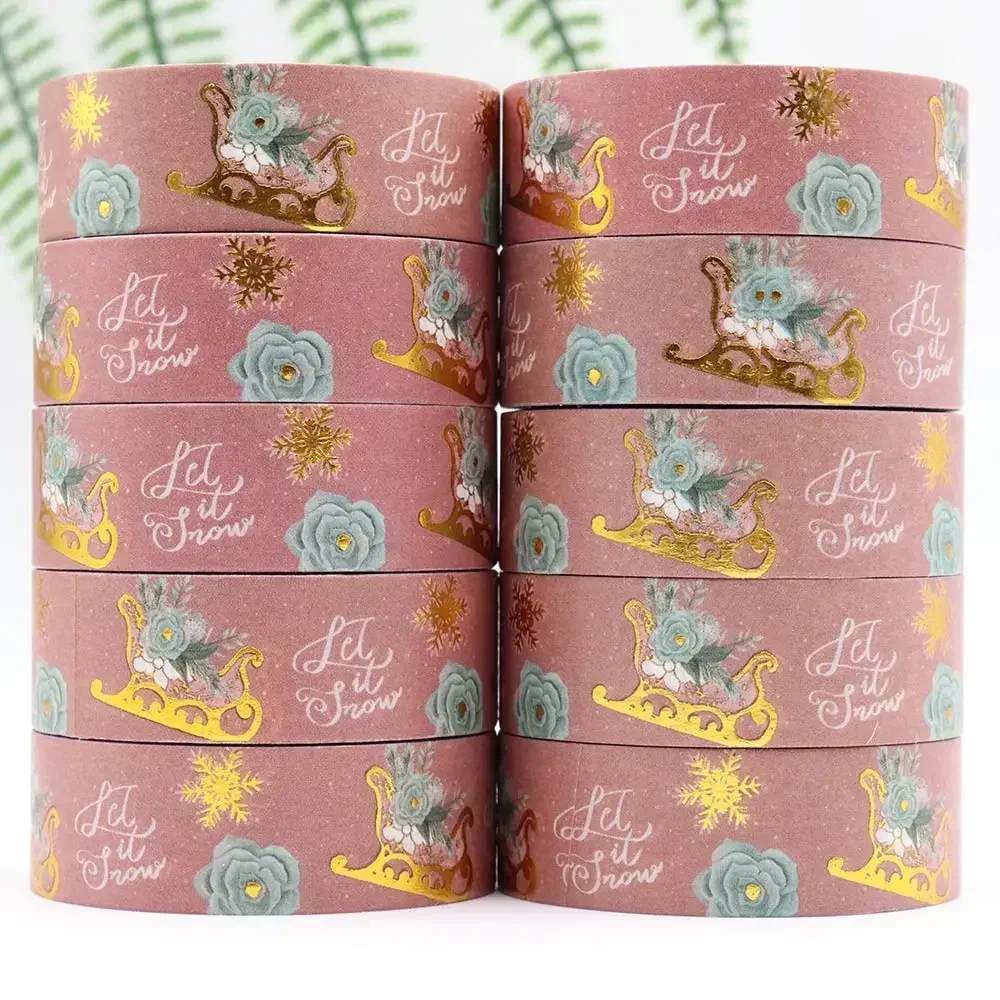 10pcs/lot 15mm x 10m Christmas Reindeer Floral Masking Adhesive Washi Tape office supplies stationary tape sticker