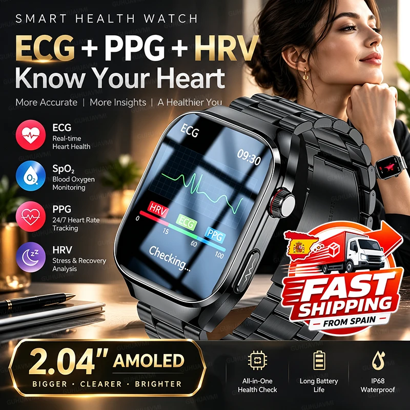 2026 Nuovo Smartwatch per Esami Fisici con AI di Grado Infermieristico, ECG+PPG, Acido Urico, Grasso nel Sangue, Frequenza Cardiaca, Pressione Sanguigna, Monitoraggio della Salute, Chiamate SOS,