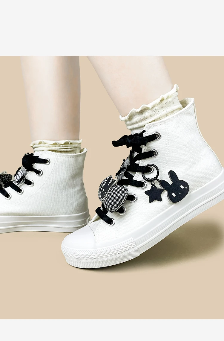 Amy and Michael Sweet Lolita Flache High-Top-Canvas-Sneaker für Damen, Niedliche Schleife, Schnürschuhe, Freizeitschuhe für Mädchen, Alltagsschuhe – Detail 8