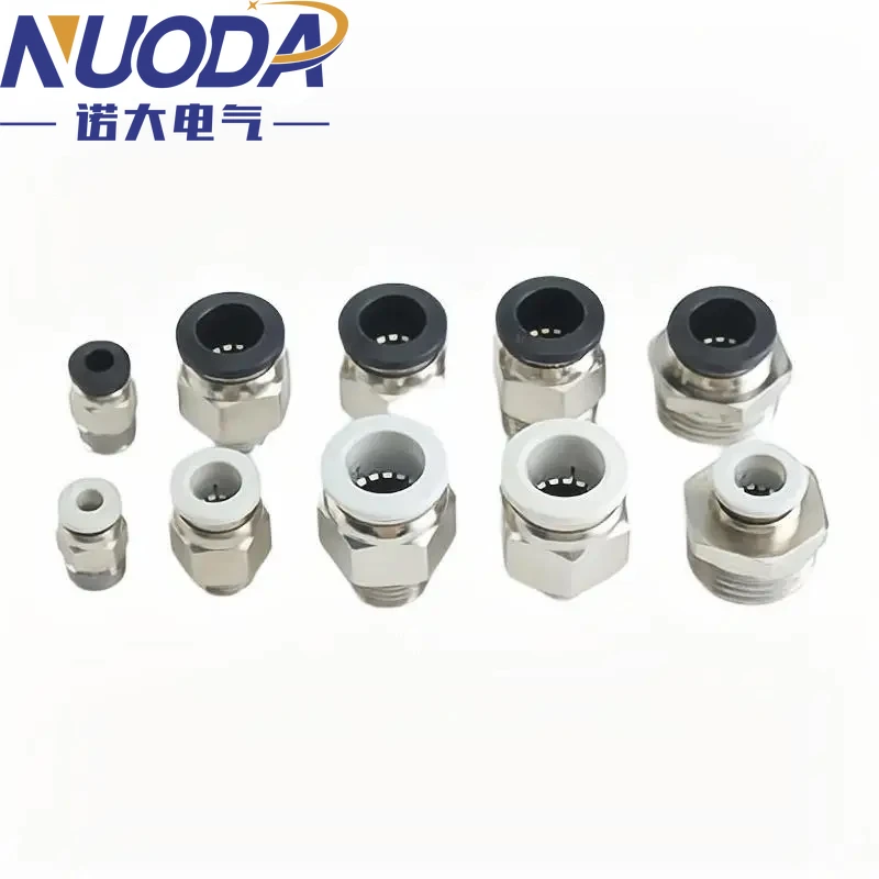 NUODA Pneumatic Air Connector Fitting PC 6-10mm12mm14mm16mm Thread 1/8 1/4 3/8 1/2 Black Air Hose Fittings Pipe Quick Connectors