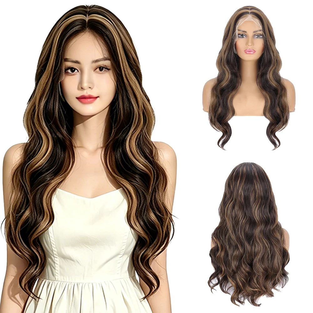 peluca-de-encaje-frontal-13x4-de-aspecto-natural-4-27--peluca-sintetica-sin-pegamento-con-ondas-corporales-y-reflejos-rubio-miel-linea-de-cabello-pre-desplumada
