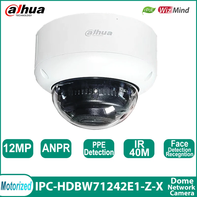 Dahua IPC-HDBW71242E1-Z-X 12MP EPOE IP Camera Support PPE and Face Detection ANPR Parking Space Management  Surveillance camera