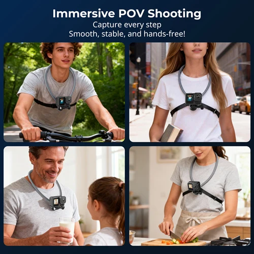 Imagen 2 del producto Soporte de cuello SmallRig para cámaras de acción para GoPro para Insta360 para DJI OSMO Action Universal con soporte para el cuello, correa -5596