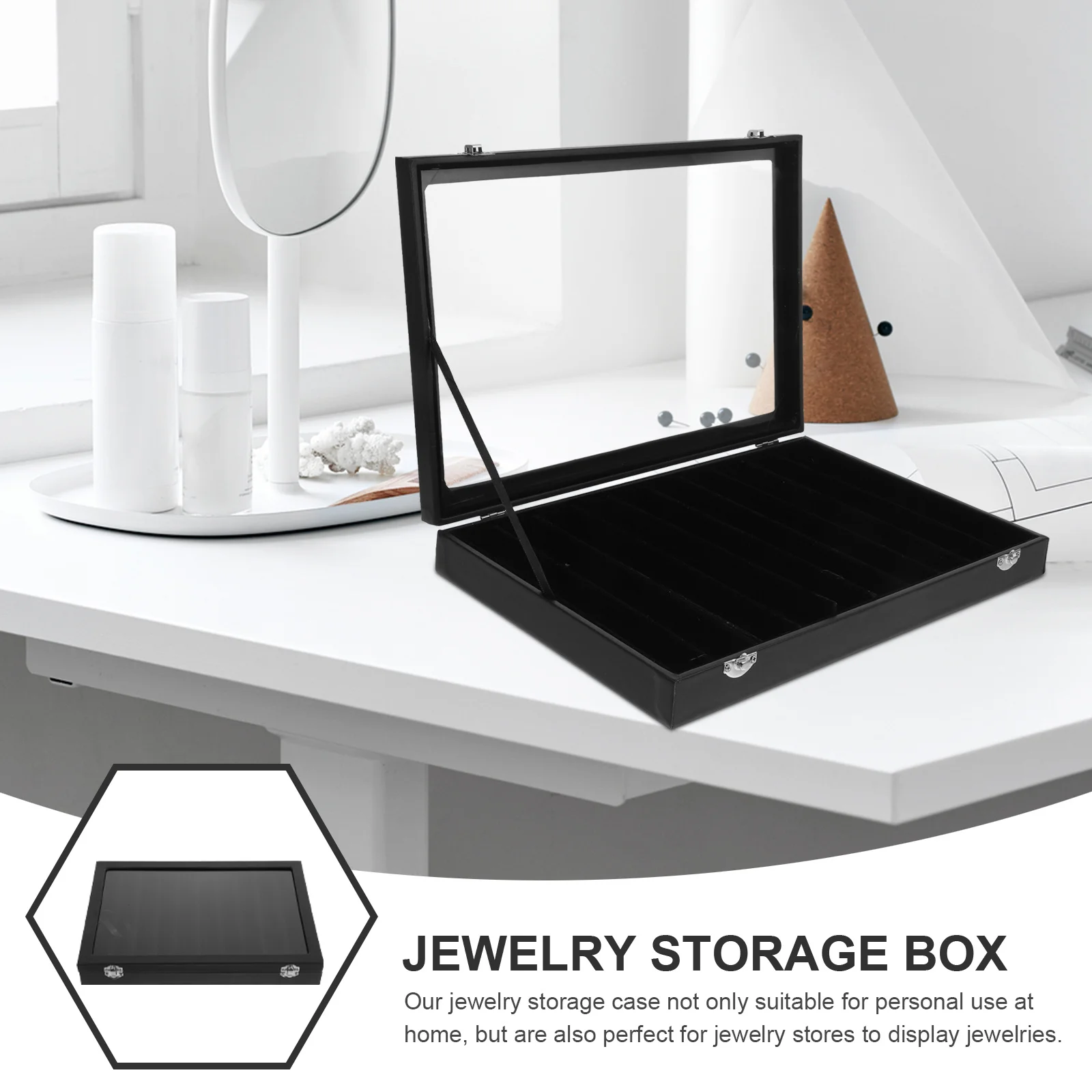 

Glass Top Jewelry Storage Case Organizer Box for Necklaces Bracelets Rings Earrings Transparent Display Box Stackable Jewelry