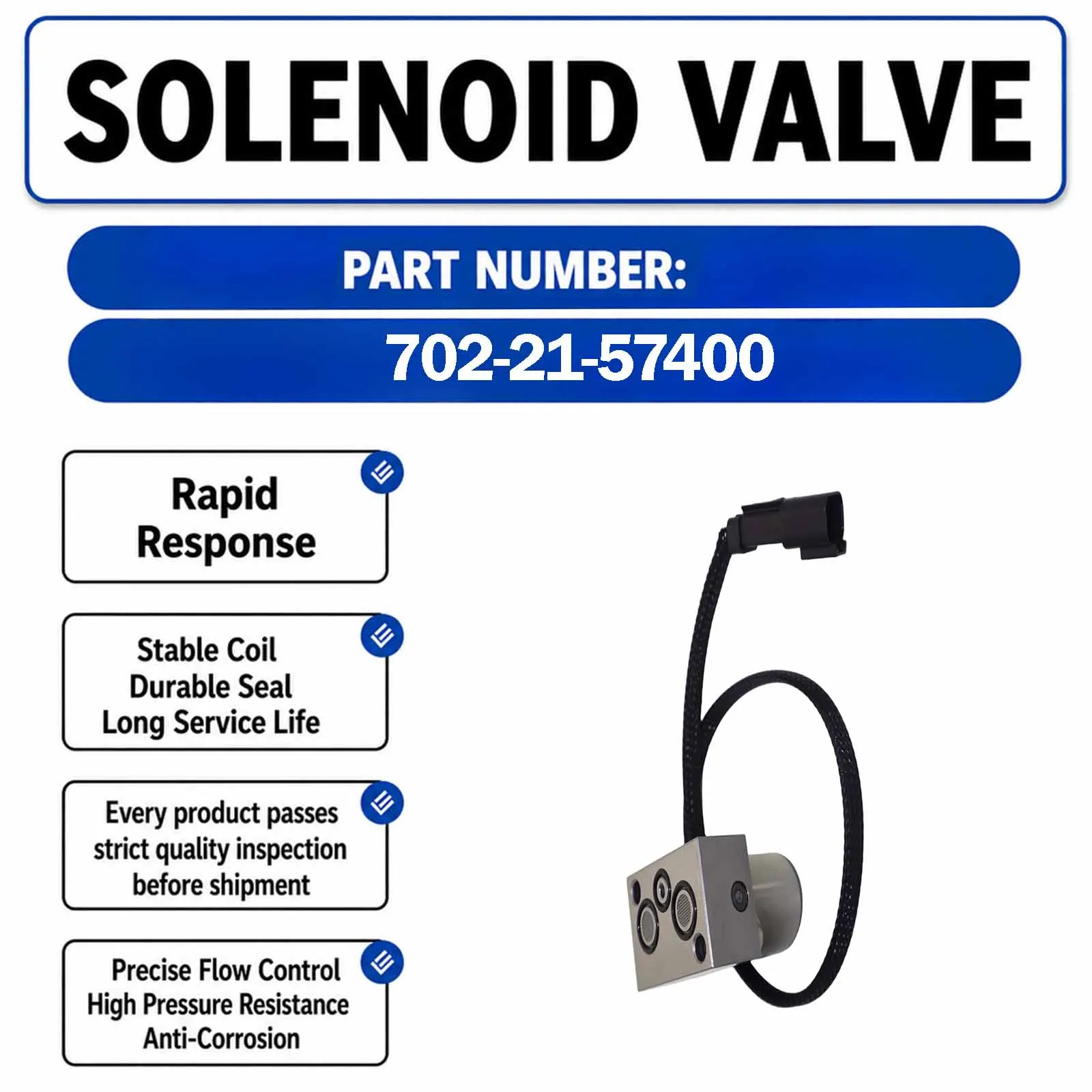 702-21-57400 7022157400 Main Pump Solenoid Valve For KOMATSU PC200-7 PC220-7 PC200-8 Excavator