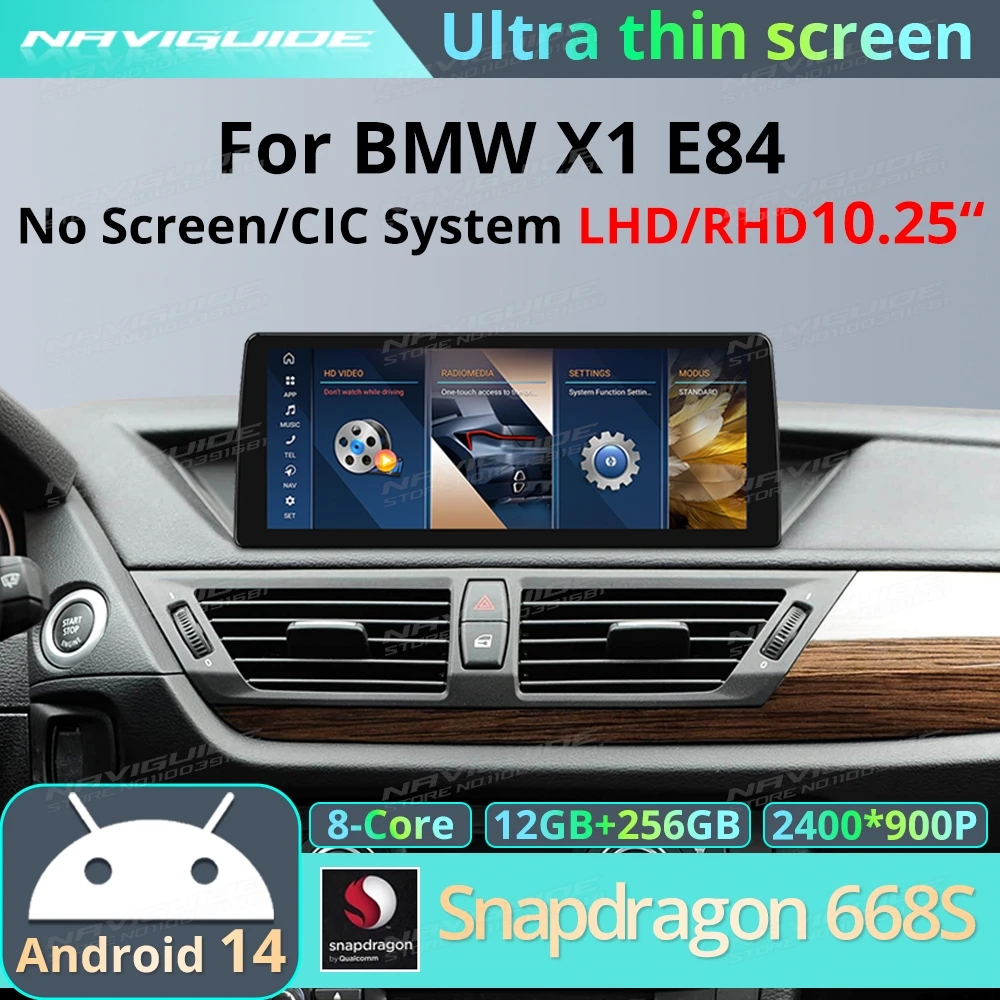 

NAVIGUIDE 10.25" Android14 Ultra thin Screen For BMW X1 E84 Car Multimedia Player Wireless Carplay Android Auto Smart Car System