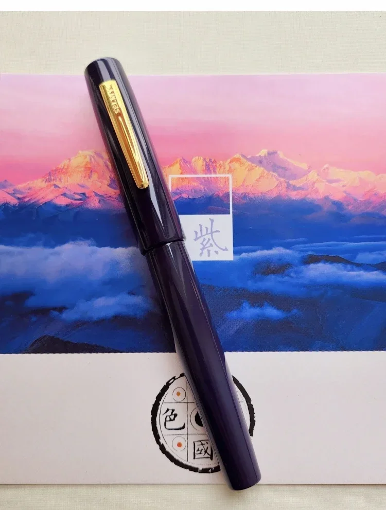 SELMY Hand Made Purple Lacquered Cumberland Hard Rubber Schmidt NO.6 Nib Fountain Pen Business Student Stationery Writing Gift