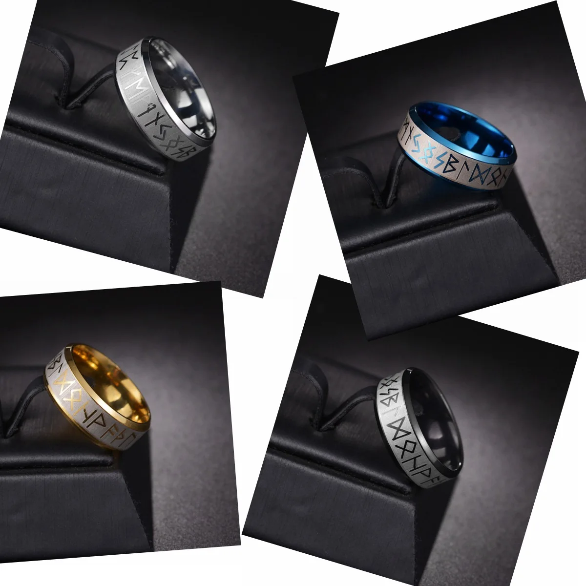 Bxzyrt New Fashion Style Men Ring Stainless Steel Rings Double Letter Rune Words Odin Norse Viking Amulet RETRO Rings Jewelry