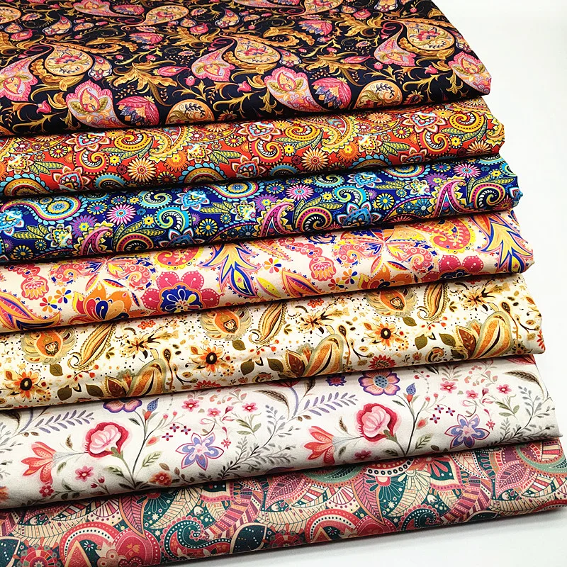 Old Style Bohemia Paisley Designed Fabric 100%Cotton Poplin 120GSM Printed Sewing Quilting DIY Material Textile