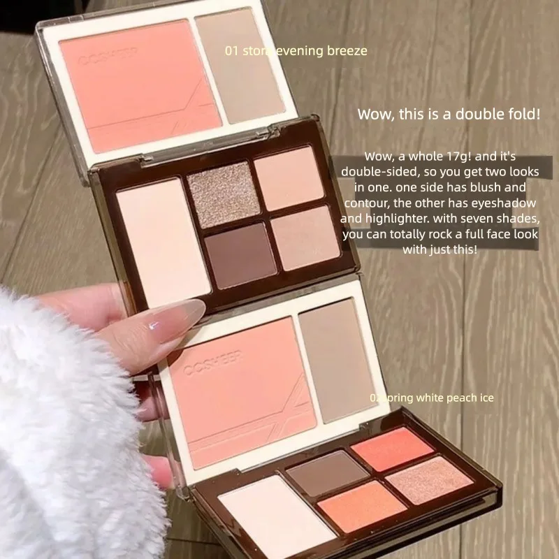 CCSHEER Yuzu Xiaoxi Comprehensive Palette Double Folding Pocket Eyeshadow Daily Commuting Portable Multi-Effect All-In-One 1