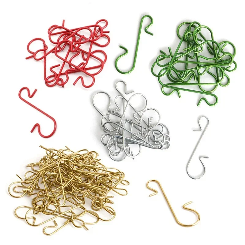 100Pcs Christmas Ornament Metal S-Shaped Hooks Holders Tree Ball Pendant Hanging Decoration for Home Navidad New Year