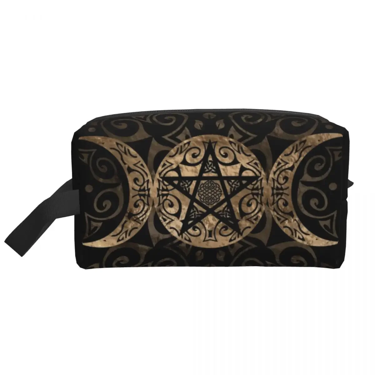 Triple Moon Goddess Pentagram Toiletry Bag for Women Pagan Wiccan Makeup Cosmetic Organizer Ladies Beauty Storage Dopp Kit Box