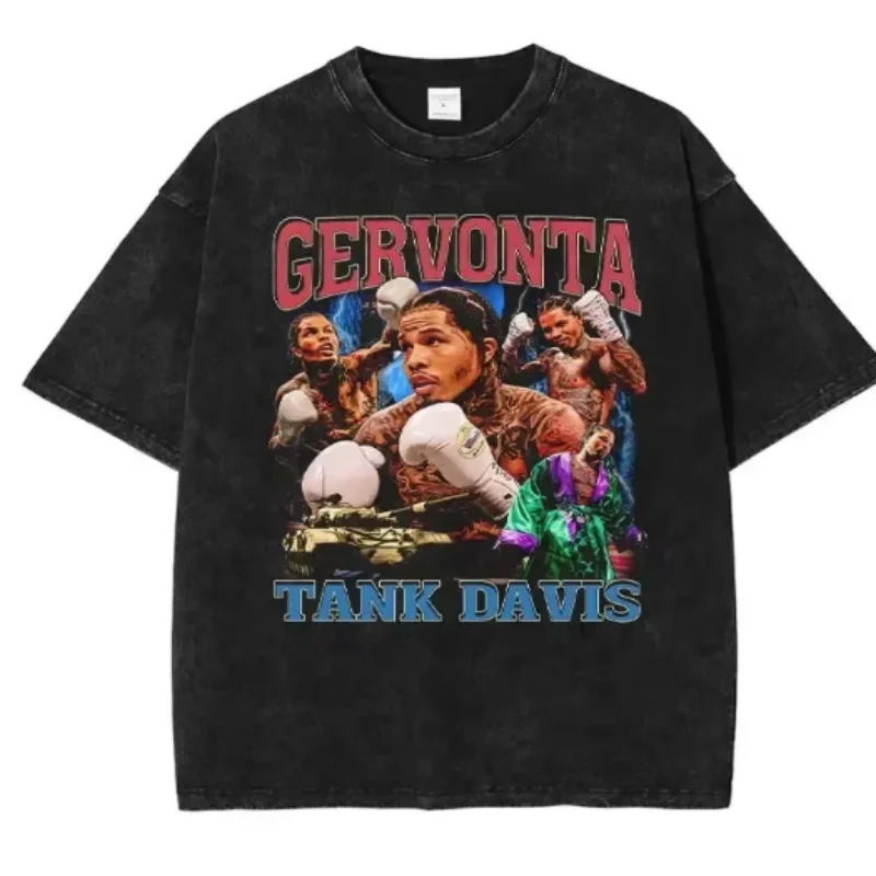 Tank Gervonta Davis T-shirts Vintage Washed Ali Jr T Shirt Oversized Short Sleeve Boxing Champion Men's Clothing Summer04198