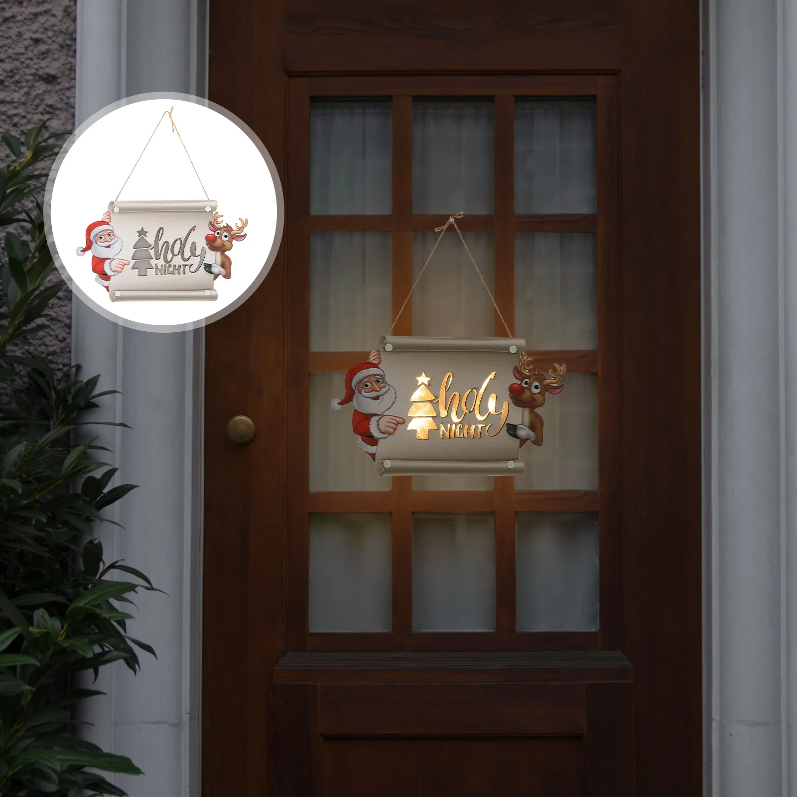 

Led Christmas Door Sign Wooden Front Door Decor Holiday Festival Xmas Welcome Sign For Home Bar Restaurant Party Decoration