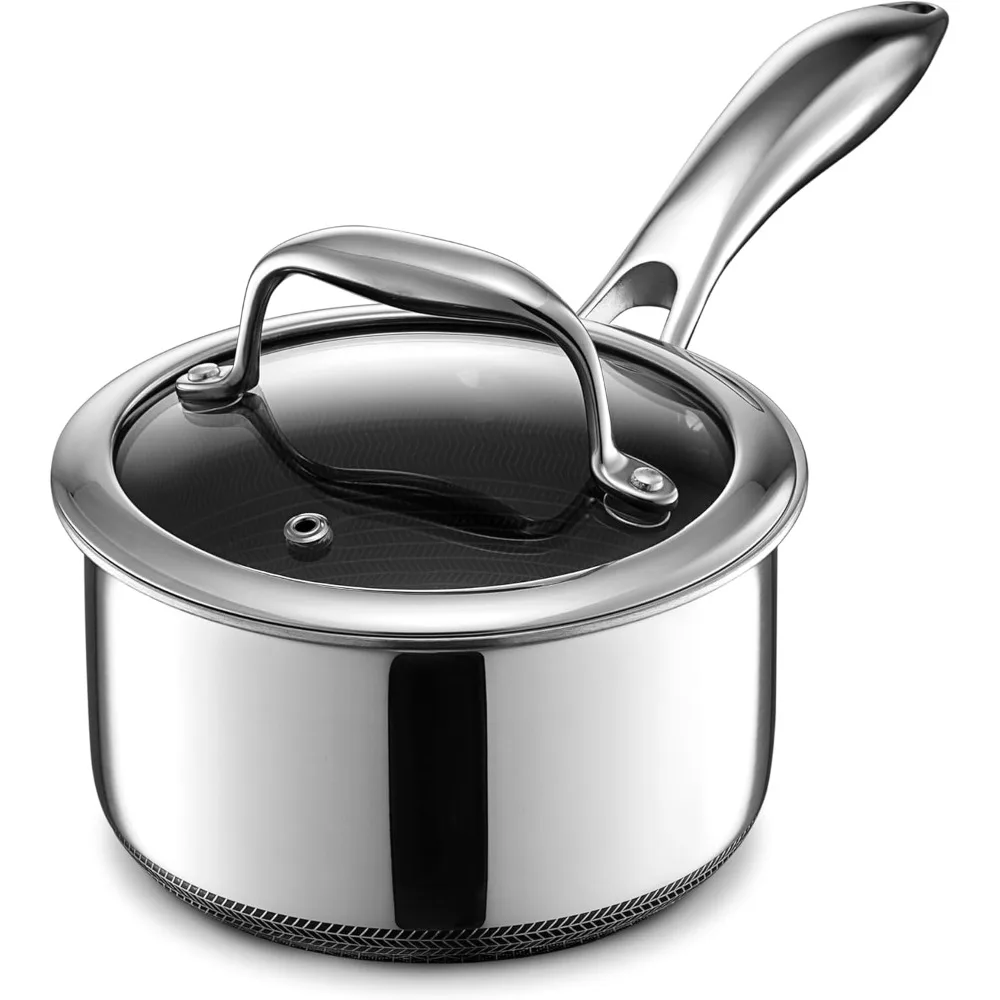 

Hybrid Nonstick 1-Quart Saucepan with Tempered Glass Lid, Stay-Cool Handle, Dishwasher Safe, Induction Ready, Compatible