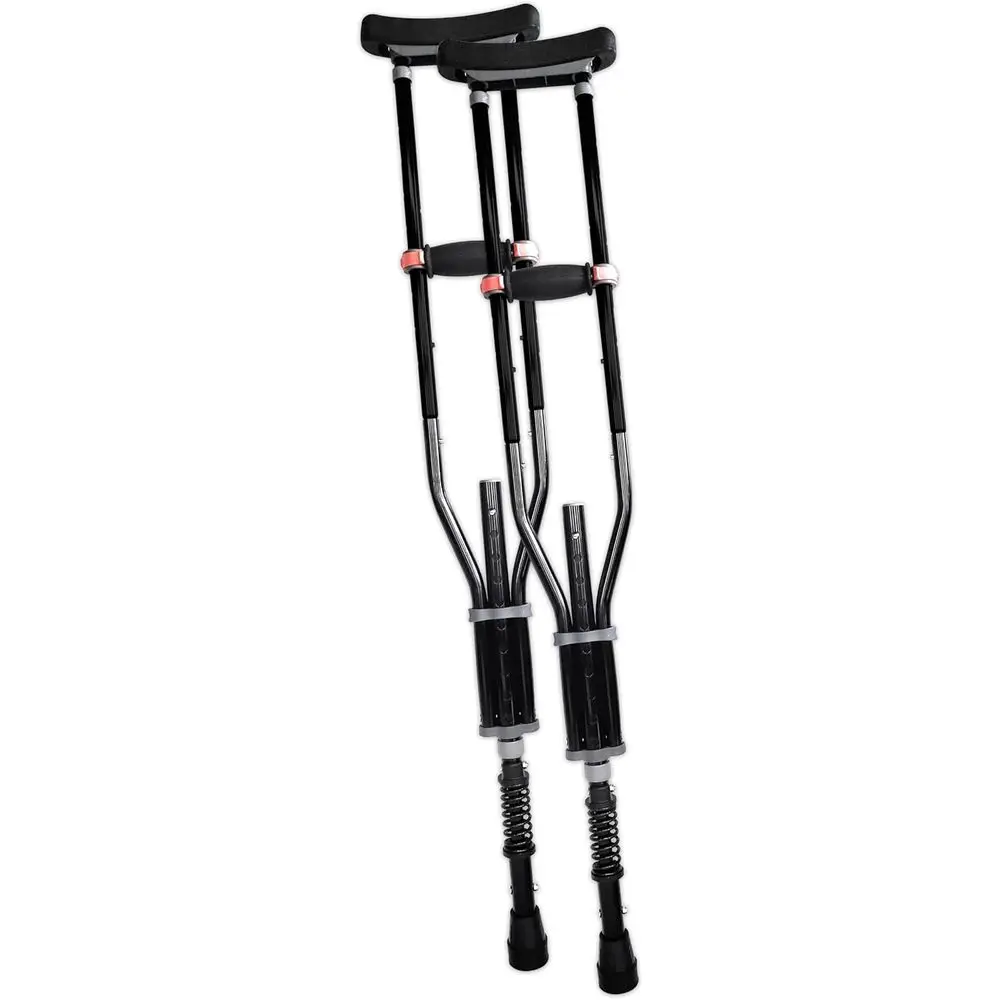 

Spring-Loaded Crutch Support for Athletic Injuries and Travel, Adjustable to 22, Fits 4'7 to 6'6 Heights