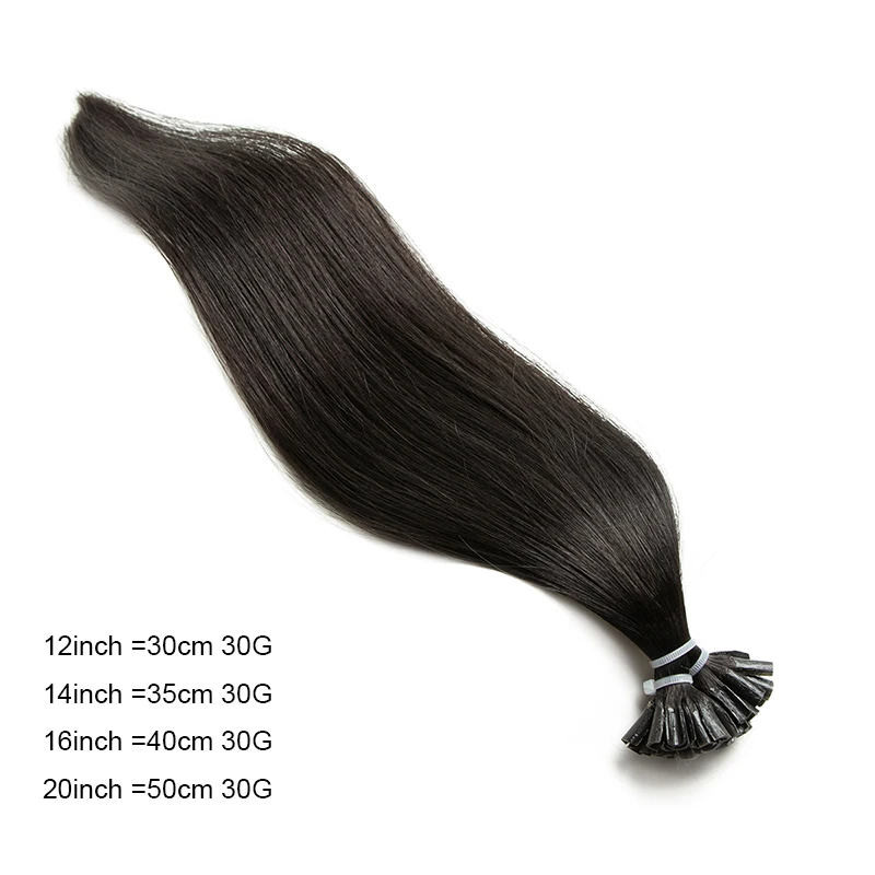 U-Tip Fusion Haarverlängerungen 1,5 cm lange Keratin-Spitzen 12-20 Zoll Nagelspitzen Echthaar Glattes Haar für mehr Volumen an der Ober- und Seitenpartie für Frauen – Detail 1