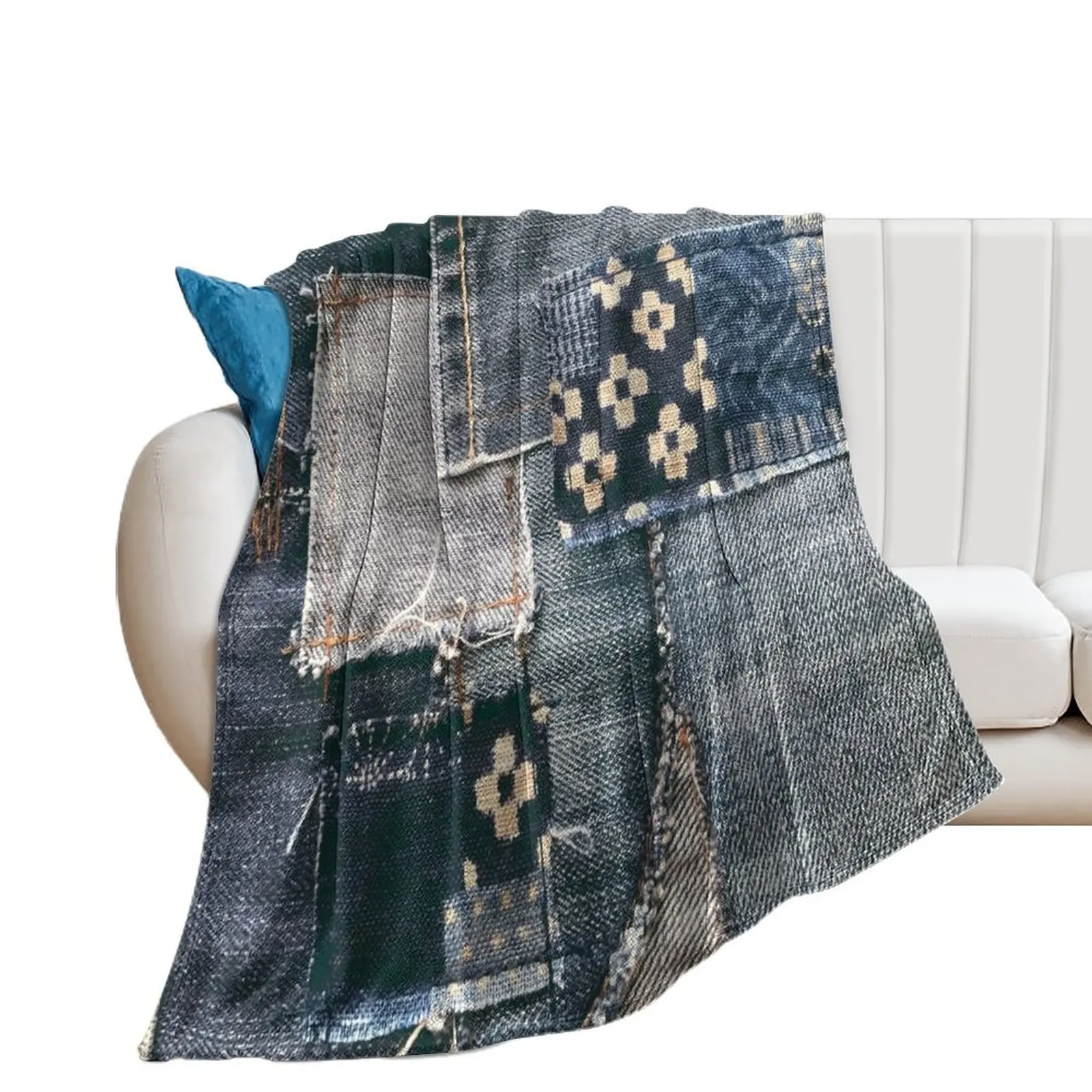 

denim patchwork Throw Blanket Decoratives Hairys Single Blankets