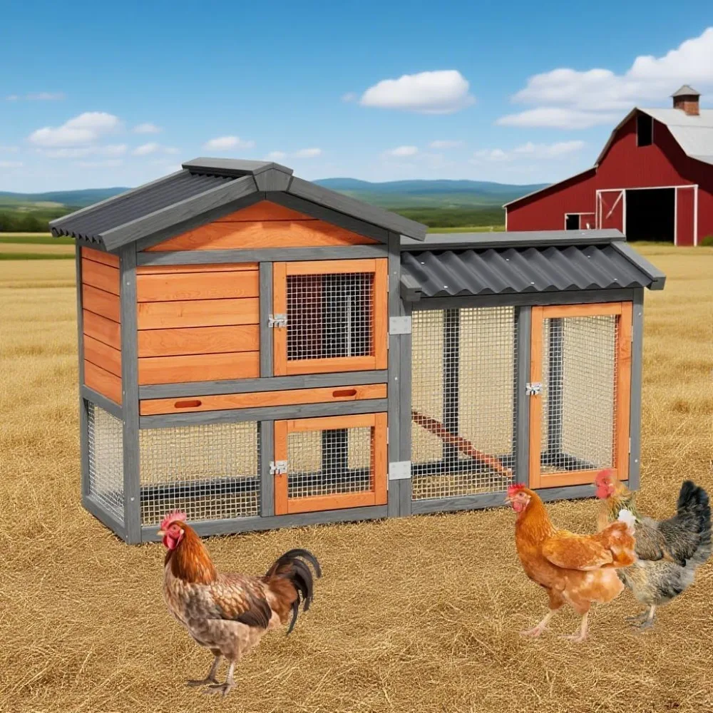 Hühnerstall, Hühnerstall, kleiner hölzerner Entenstall im Freien, 2-stöckiges Hühnerstall, alle Wettergebrauchter Geflügel-Wchtelkäfig, Kaninchen-Haustierkupplung