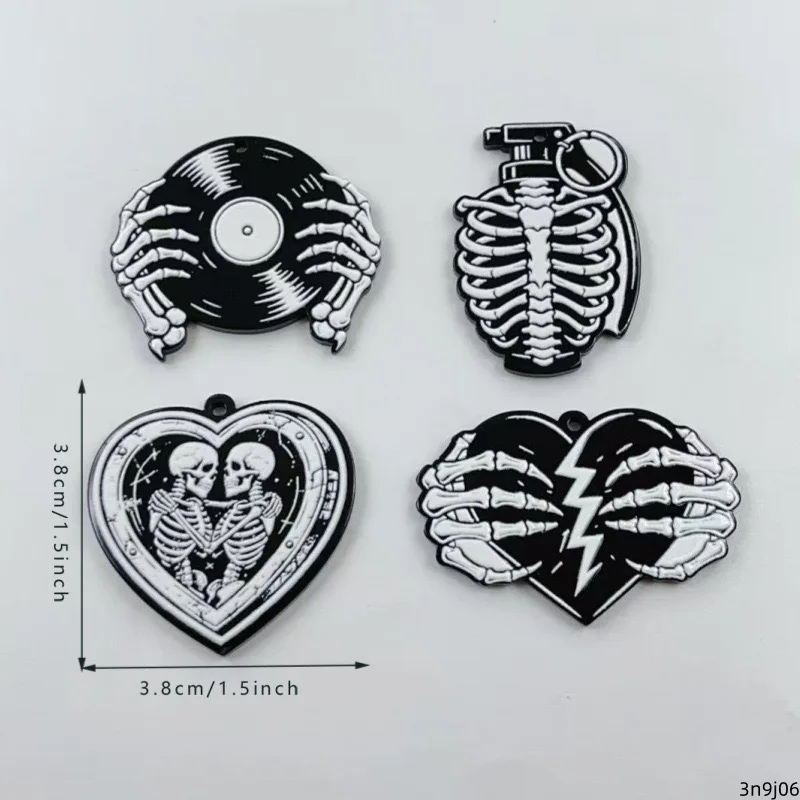 10 Stück Halloween Dunkle Ohrringe Gruselige Totenkopf-Ohrringe Regenbogen-Geist-Schmetterling DIY Zubehör Schmuck – Detail 1