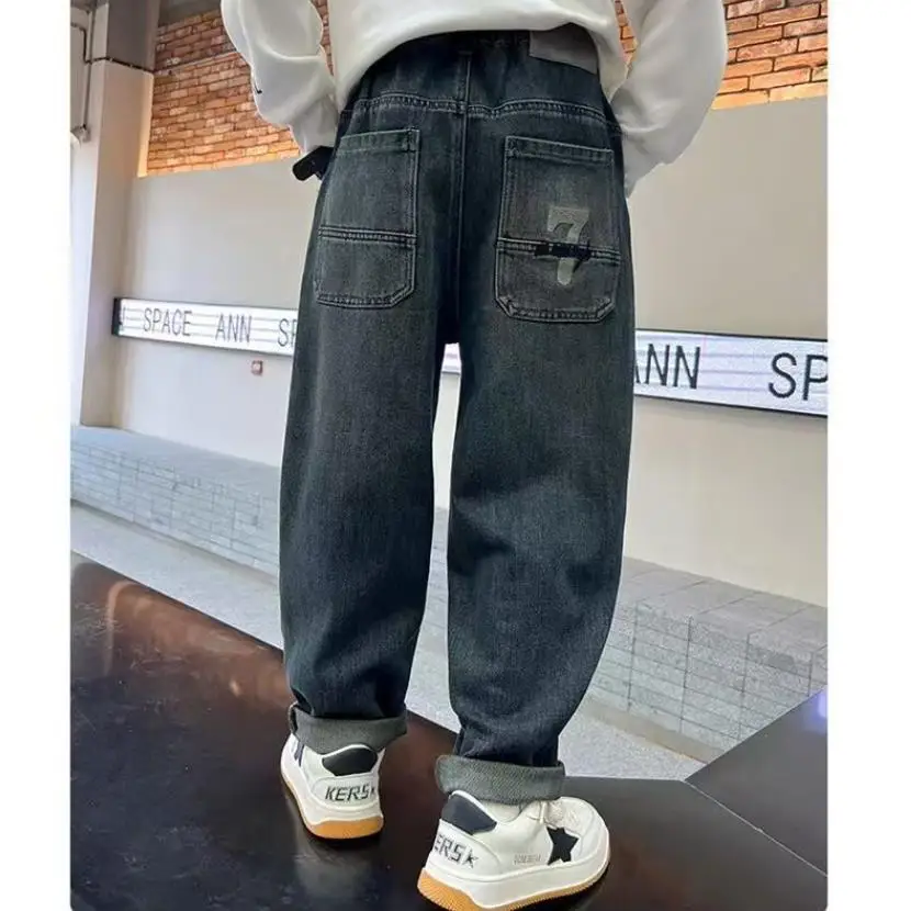 2026 Neue Kinder-Jeans im koreanischen Stil, Jungen-Freizeithosen für Frühling und Herbst, 4-14 Jahre – Detail 6