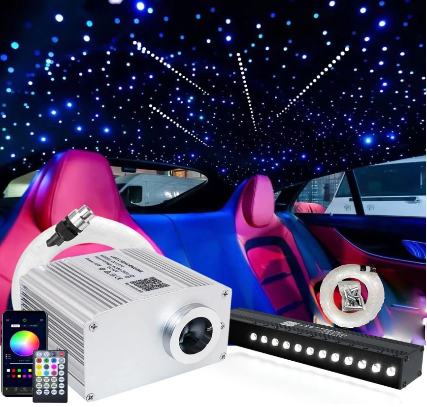 Starry Meteor sky Ceiling Shooting LED Combination lamp Cable Twinkle RGBW Fiber Optic Star Light Kit Smart app Car Roof