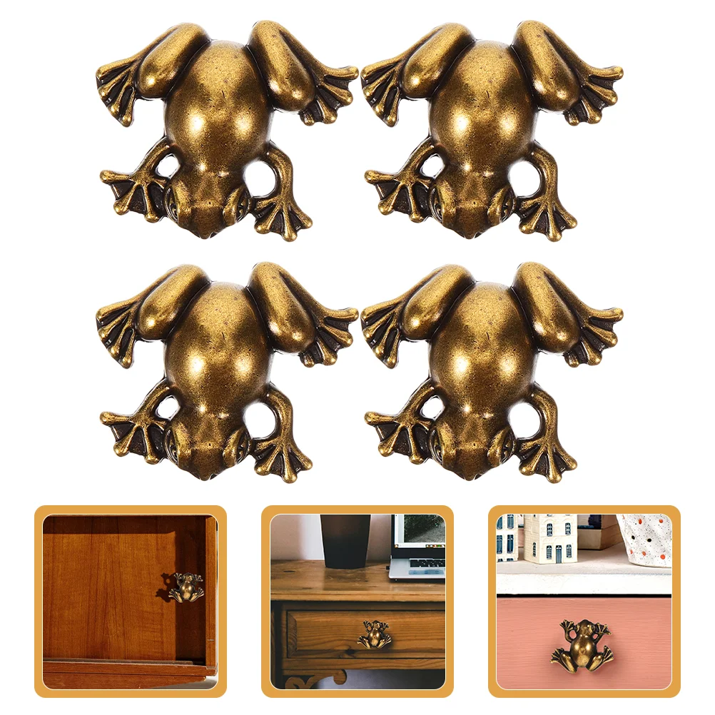 

4 Pcs Frog Cabinet Door Handle Dresser Pulls Metal Wardrobe Zinc Alloy Furniture Knob Animal Drawer