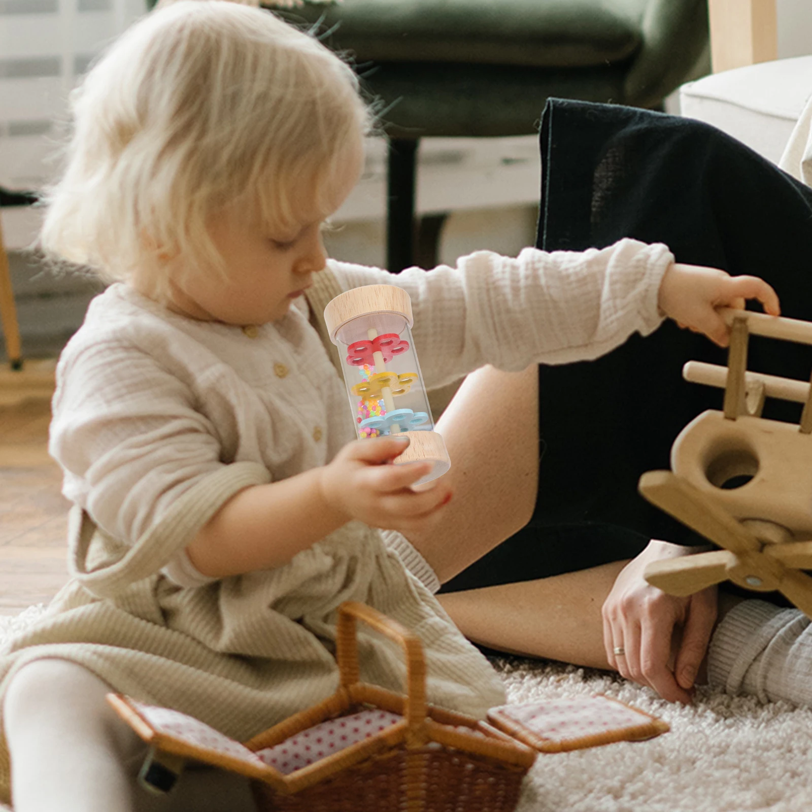 

1pc Rain Stick Instrument Educational Cognitive Musical Plaything Rain Sound Maker Toddler Baby Gift Wooden Plastic Sound