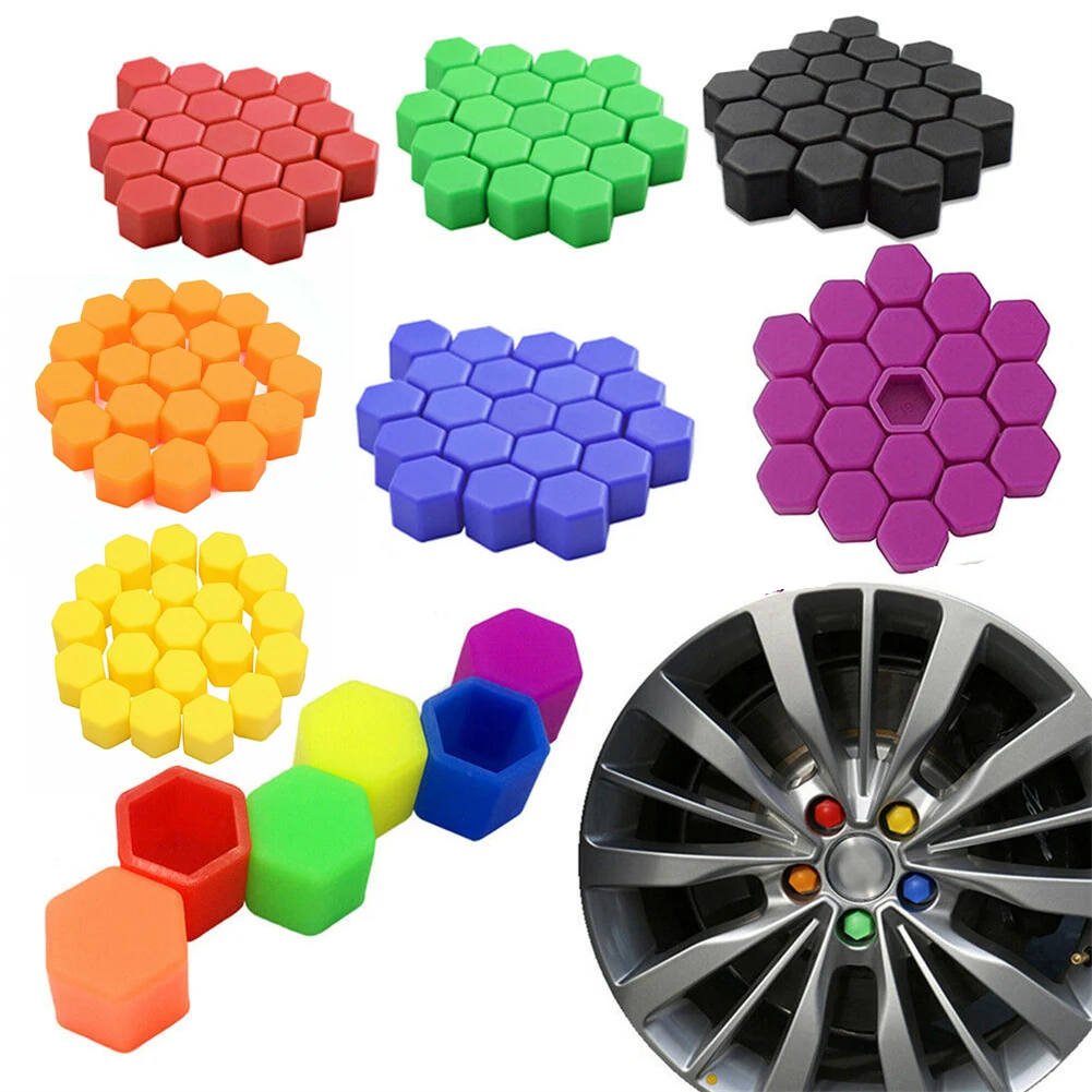 Car Wheel Nut Lug Dust Cover 20pcs Silicone 19mm Hexagon Protector for Hub Screws Rust and Weather Damage Car Wheel