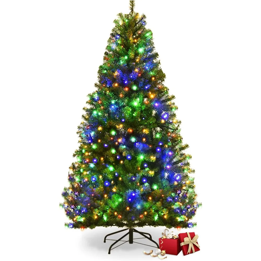 5ft Prelit Christmas Tree, Xmas Tree with 600 PVC Branch, 150 Pre-Strung Dual-Colored LED Lights, 11 Lighting Modes & Foldable