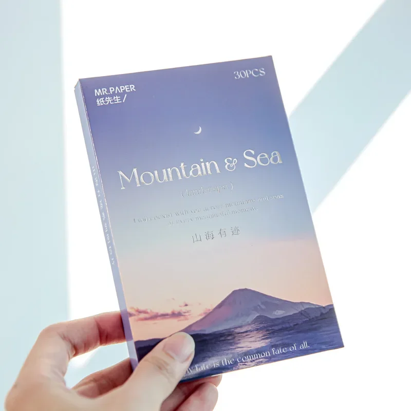 Mr Paper Mountain e Sea Blessing Cards Set, Ins Style, Handbook Material Message Card, 30pcs