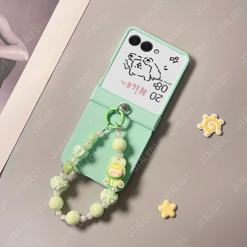 Cute Creative Doll Bracelet Chain Hinge Phone case Hinger Phone case For Samsung Galaxy Z Flip 7 6 5 4 3 flip6 zflip7 7FE Cover