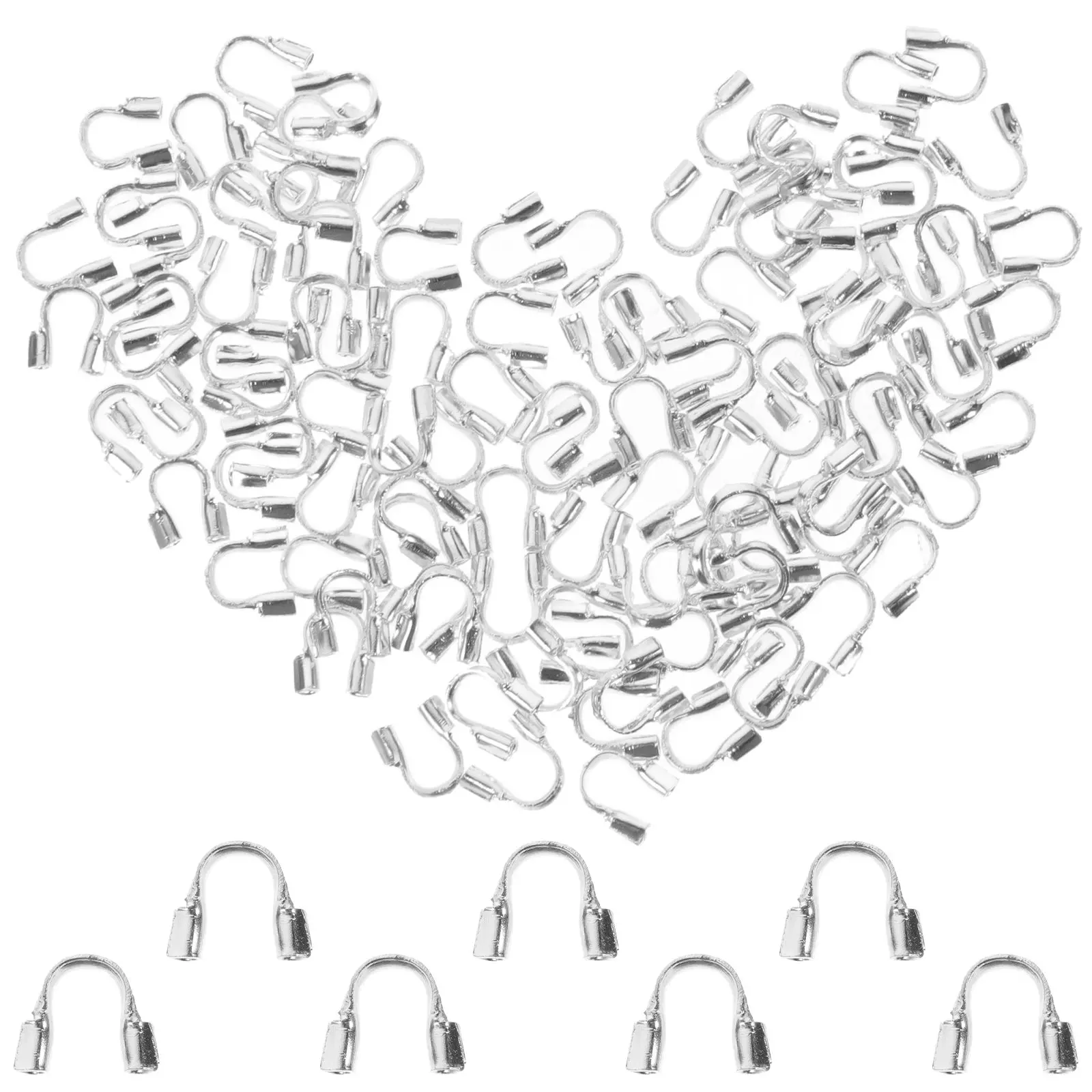 

100 Pcs U-shaped Buckle Accessories The Ring DIY Bracelet Necklace Supplies Silver Making Wire Protector