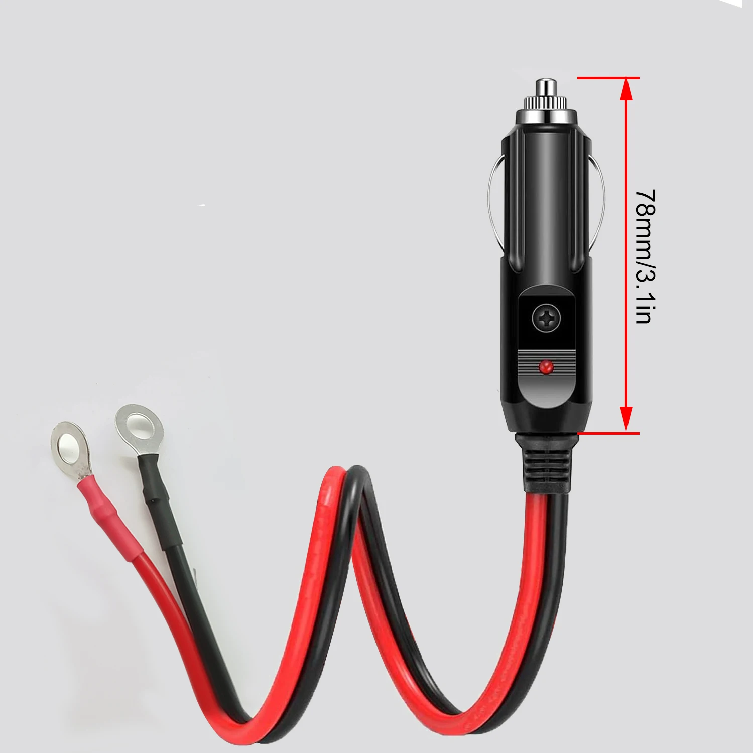 Car Cigarette Lighter Extension Cord 16AWG 15A Fuse 12/24/30V for Vehicle Electronics
