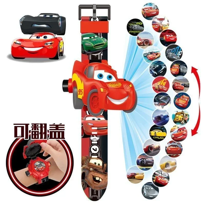Cartoon Cars Story Elsa Losto 24 Pictures DSN Cartoon Projection Electronic Watch Lightning Mcqueen Snow White Gift view 3