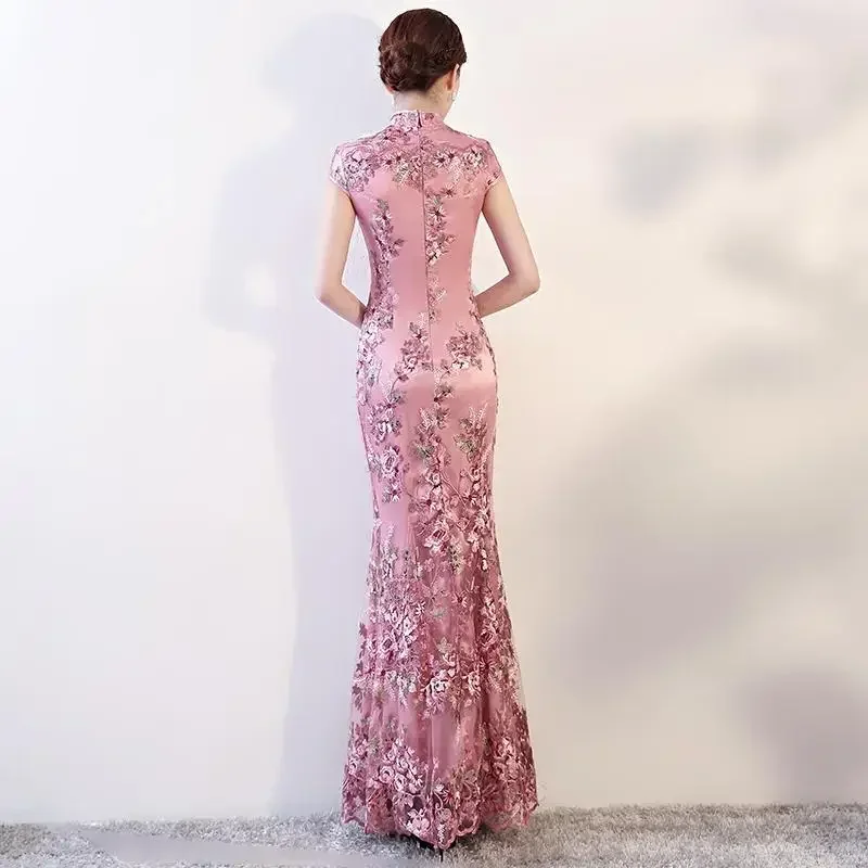 

Long Performance Catwalk Cheongsam Young Girl 2024 New Chinese Style Improved Retro Qipao Elegant Wedding Dresses For Women