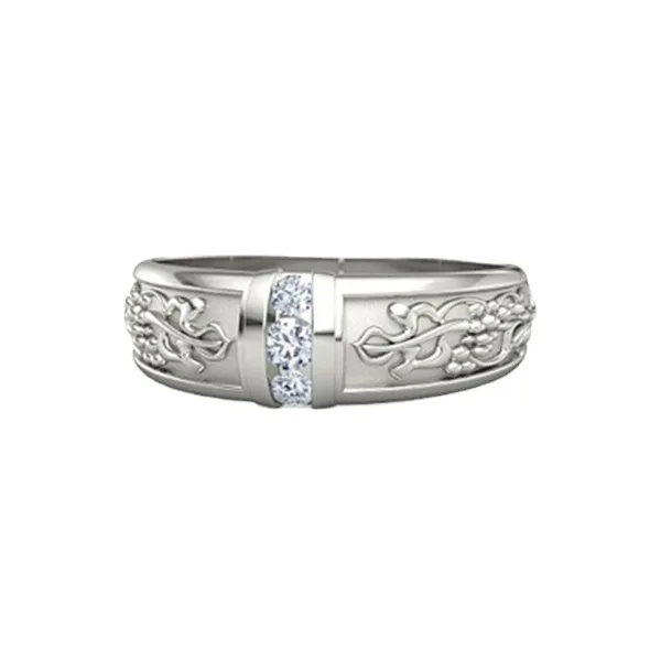 Creative Floating Engraving Pattern Classic Temperament Diamond Ring Crafted With Genuine 925 Sterling Silver Elegant Jewelry