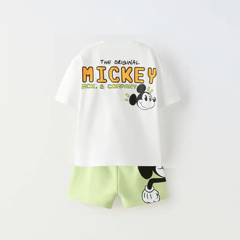 Short Sleeve Tshirt Tracksuits Casual Mickey Print Tees +shorts Summer New Cartoon Full Print 2 Piece Sets Toddler Cute Clothing