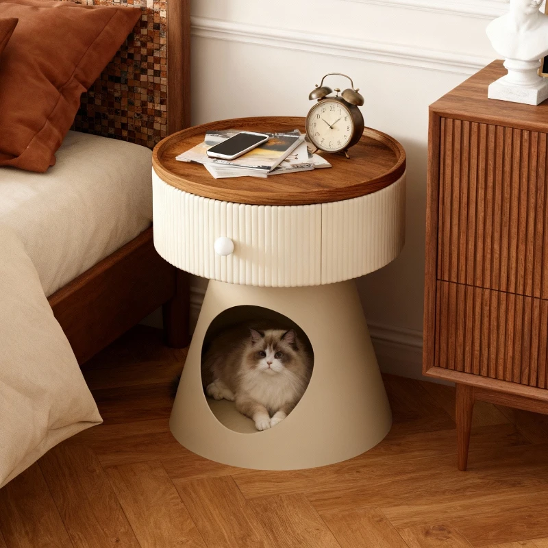Cream wind niche design sense small bedside table creative simple storage cabinet