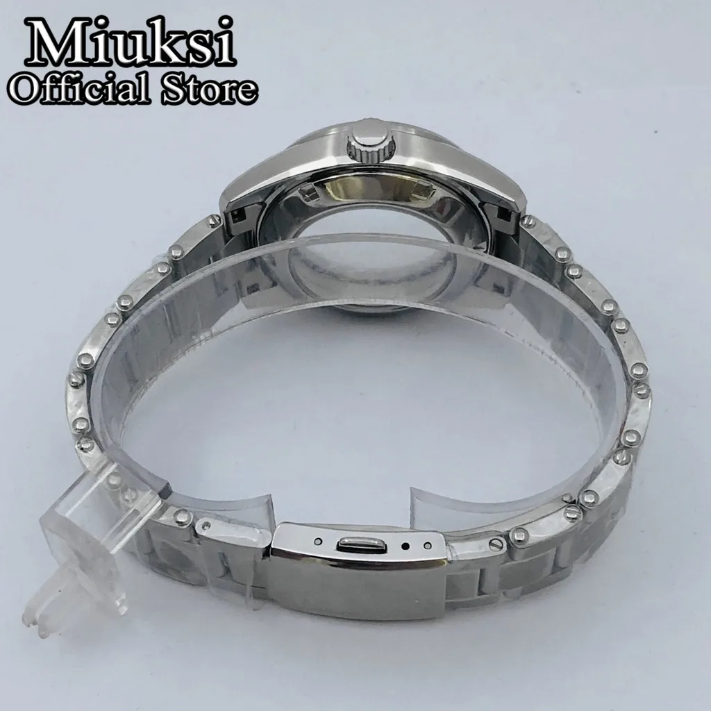 Miuksi 38mm silver solid stainless steel watch case sapphire glass fit NH35 NH36 NH34 NH38 NH70 NH72 ETA2824 PT5000 movement