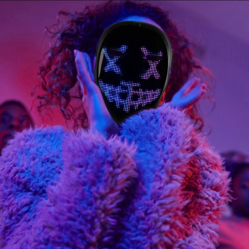 TTKK-Variable Face Glow Mask, Mobile APP Edição, LED, Adequado para Festivais, Festas, Danças, Bares, Discotecas, Hot