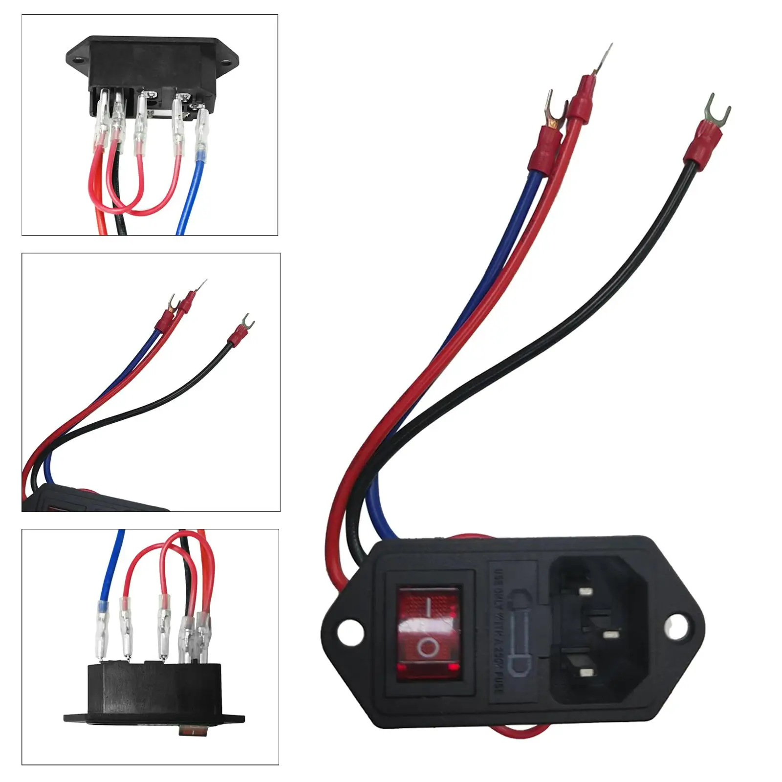 10A 250V Power Socket Inlet Module Plug 3D Printer Parts Male AC Power Socket with Switch Fused Module 3D Printer Power Socket