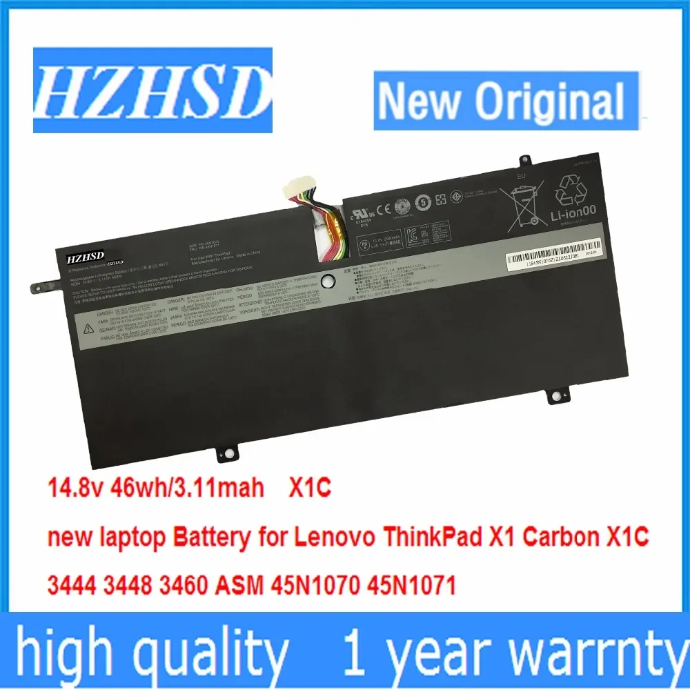 

14.8V 46Wh New Original Laptop Battery for Lenovo ThinkPad X1C Carbon 45N1070 45N1071 3444 3448 3460