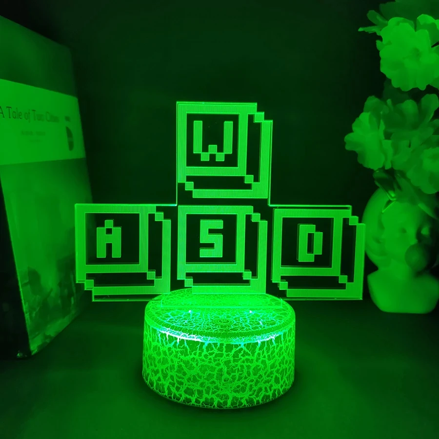 

WASD Sign Neon Effect Table Desktop Decorative Nightlight Gaming Keyboard Game Icon Keys Gamers Gift rgb Atmosphere Lamp